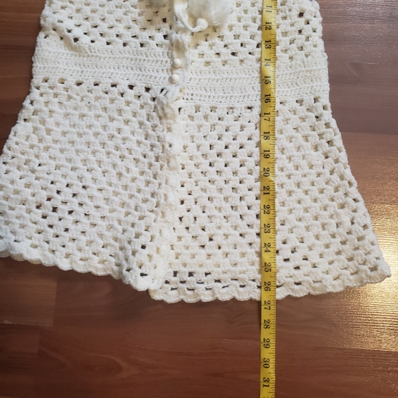 Handmade women's crochet off white  wool sweater vest - Picture 12 of 12